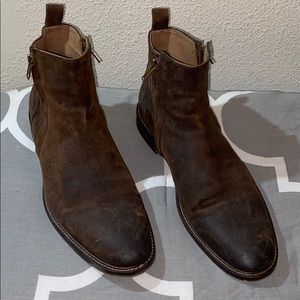 Aston Grey Dark Brown Zip Up Chelsea Boot